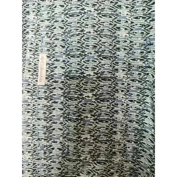 Size Medium Columbia Patterned Button Up Shirt Ramie Cotton Blend - Picture 4 of 4